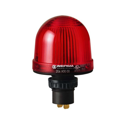 Werma EM 206 Series Red Steady Beacon, 12 → 48 V ac/dc, Panel Mount, Incandescent, LED Bulb, IP65