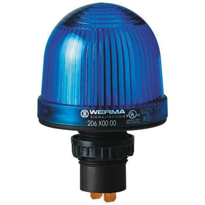 Werma EM 206 Series Blue Steady Beacon, 12 → 48 V ac/dc, Panel Mount, Incandescent, LED Bulb