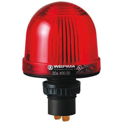 Werma EM 208 Series Red Flashing Beacon, 230 V ac, Panel Mount, Xenon Bulb