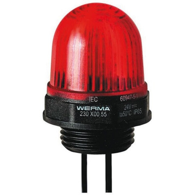 Werma EM 230 Series Red Steady Beacon, 230 V ac, Panel Mount, LED Bulb, IP65