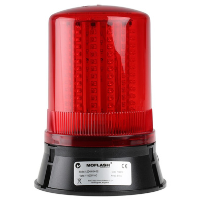 Moflash LED400 Series Red Multiple Effect Beacon, 115 → 230 V, Surface Mount, LED Bulb