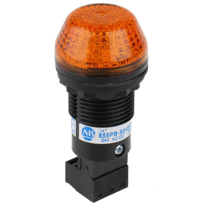 Allen Bradley 855P Series Amber Multiple Effect Beacon, 24 V ac/dc, Panel Mount, LED Bulb