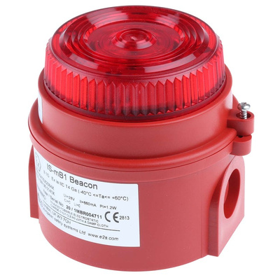 e2s IS-mB1 Series Red Flashing Beacon, 24 V dc, Surface Mount, LED Bulb, IP65