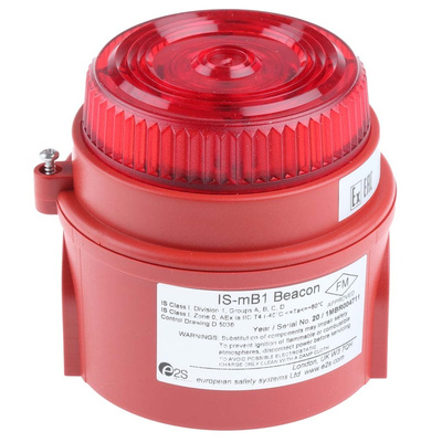 e2s IS-mB1 Series Red Flashing Beacon, 24 V dc, Surface Mount, LED Bulb, IP65