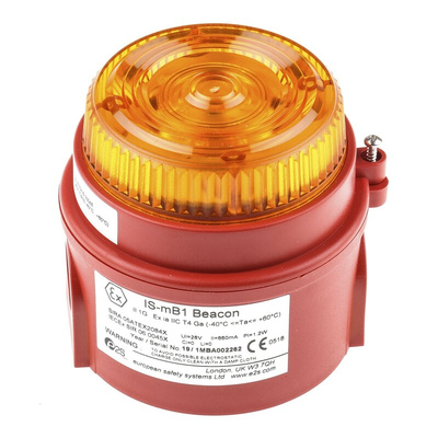 e2s IS-mB1 Series Amber Flashing Beacon, 24 V dc, Surface Mount, LED Bulb, IP65
