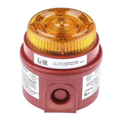 e2s IS-mB1 Series Amber Flashing Beacon, 24 V dc, Surface Mount, LED Bulb, IP65