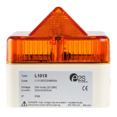e2s L101X Series Amber Flashing Beacon, 24 V ac/dc, Surface Mount, Xenon Bulb, IP66