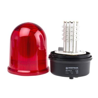 Werma BM 280 Series Red Steady Beacon, 12 → 50 V dc, Surface Mount, LED Bulb