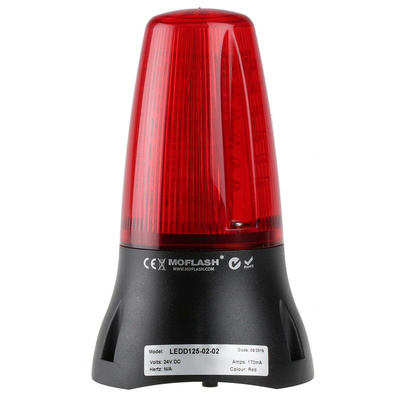Moflash LEDD125 Series Red Multiple Effect Beacon, 24 V dc, Surface Mount, LED Bulb, IP65