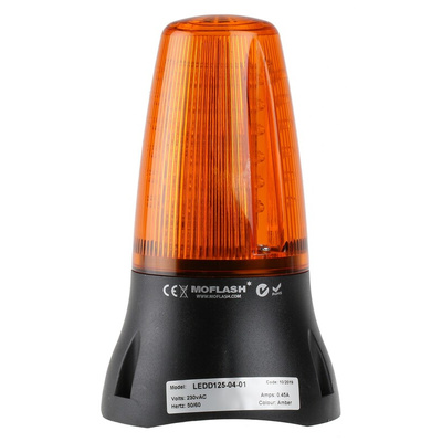 Moflash LEDD125 Series Amber Multiple Effect Beacon, 230 V, Surface Mount, LED Bulb, IP65
