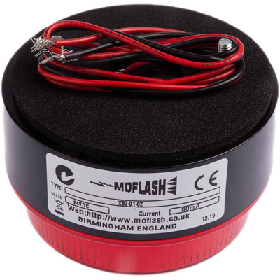Moflash X 80 Series Red Flashing Beacon, 24 V, Surface Mount, Xenon Bulb, IP67
