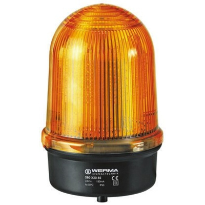 Werma BM 280 Series Yellow Rotating Beacon, 24 V dc, Surface Mount, LED Bulb, IP65
