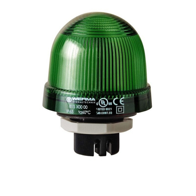 Werma EM 815 Series Green Steady Beacon, 12 → 240 V ac/dc, Panel Mount, Incandescent Bulb, IP65