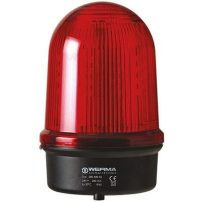 Werma BM 280 Series Red Flashing Beacon, 24 V dc, Surface Mount, LED Bulb
