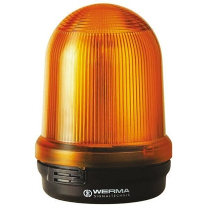 Werma RM 829 Series Yellow Flashing Beacon, 24 V dc, Surface Mount, LED Bulb, IP65