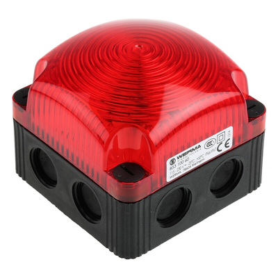 Werma BWM 853 Series Red Steady Beacon, 115 → 230 V ac, Surface Mount, Wall Mount, LED Bulb, IP66, IP67