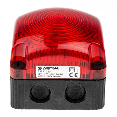 Werma BWM 853 Series Red Flashing Beacon, 24 V dc, Surface Mount, Wall Mount, LED Bulb, IP66, IP67