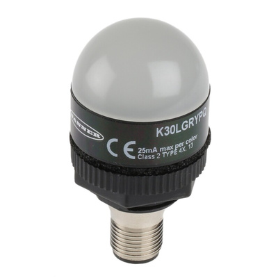 Banner K30L Series Green, Red, Yellow Beacon, 10 → 30 V dc, Base Mount, LED Bulb, IP67, IP69
