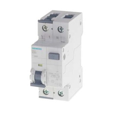 Siemens RCBO, 20A Current Rating, 2P Poles, 30mA Trip Sensitivity, Sentron Range
