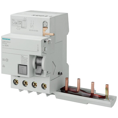 Siemens RCBO, 40A Current Rating, 4P Poles, 300mA Trip Sensitivity, Type AC, Sentron Range