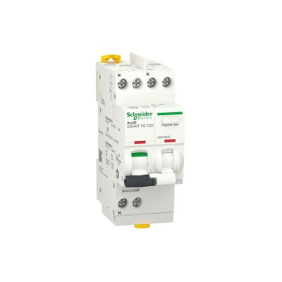 Schneider Electric RCBO, 25A Current Rating, 1P+N Poles, 300mA Trip Sensitivity, Type C, Acti9 Range
