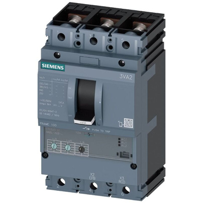 Siemens, SENTRON MCCB 3P 25A, Breaking Capacity 110 kA, Fixed Mount