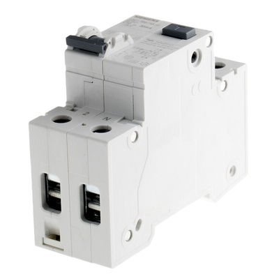 Siemens RCBO, 10A Current Rating, 1P+N Poles, 30mA Trip Sensitivity, Type C, Sentron Range
