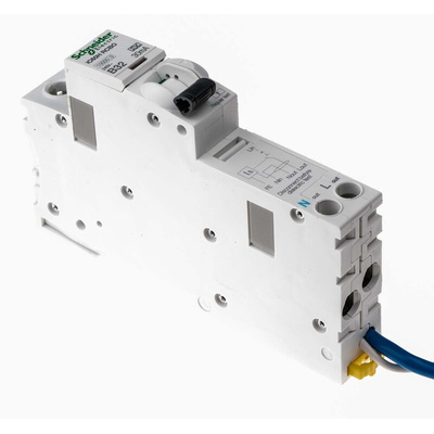 Schneider Electric RCBO, 32A Current Rating, 1P+N Poles, 30mA Trip Sensitivity, Type B, Acti 9 Range