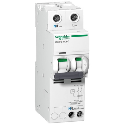 Schneider Electric RCBO, 32A Current Rating, 2P Poles, 30mA Trip Sensitivity, Acti 9 Range