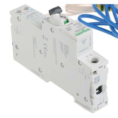 Schneider Electric RCBO, 10A Current Rating, 1P+N Poles, 30mA Trip Sensitivity, Acti 9 Range