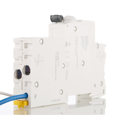 Schneider Electric RCBO, 16A Current Rating, 1P+N Poles, 30mA Trip Sensitivity, Type C, Acti 9 Range