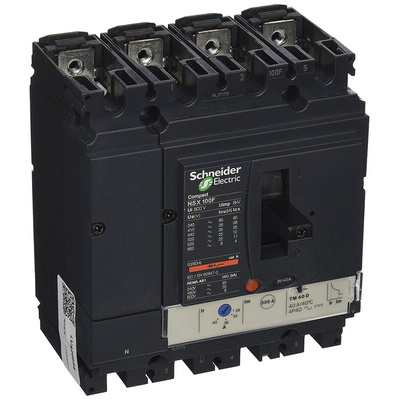 Schneider Electric, NSX Range MCCB 4P 100A, Breaking Capacity 85 kA, Fixed Mount