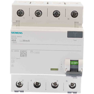 Siemens 5SV3 RCCB, 40A, 4 Pole, 30mA, Type A, 400V