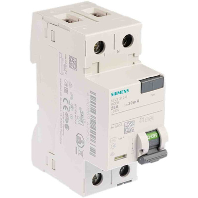 Siemens 5SV3 RCCB, 25A, 2 Pole, 30mA, Type A