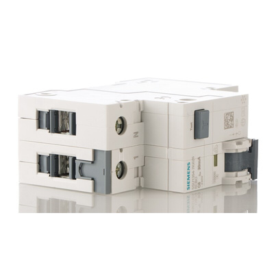 Siemens RCBO, 6A Current Rating, 2P Poles, 30mA Trip Sensitivity, Type C, Sentron Range