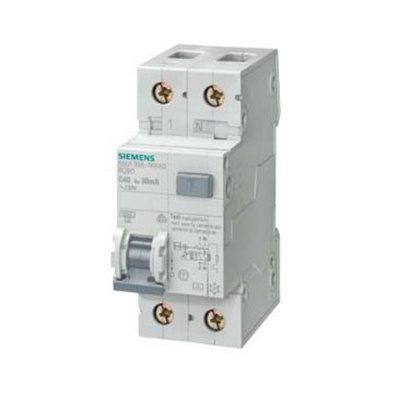 Siemens RCBO, 6A Current Rating, 1P+N Poles, 30mA Trip Sensitivity, Sentron Range