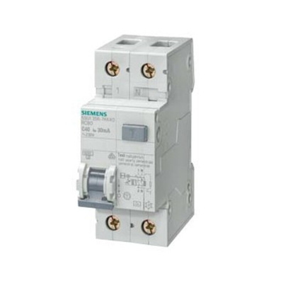 Siemens RCBO, 13A Current Rating, 2P Poles, 30mA Trip Sensitivity, Type B, Sentron Range