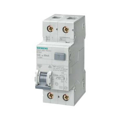 Siemens RCBO, 32A Current Rating, 2P Poles, 30mA Trip Sensitivity, Sentron Range