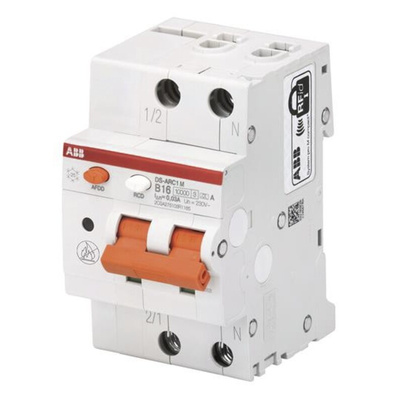 ABB RCBO, 6A Current Rating, 1P+N Poles, 30mA Trip Sensitivity, Type C, System Pro M Compact Range