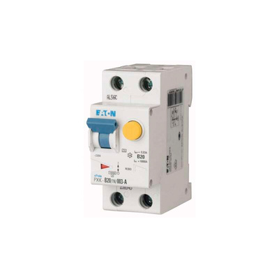 Eaton RCBO, 20A Current Rating, 1P+N Poles, 30mA Trip Sensitivity, Type B, PXK Range