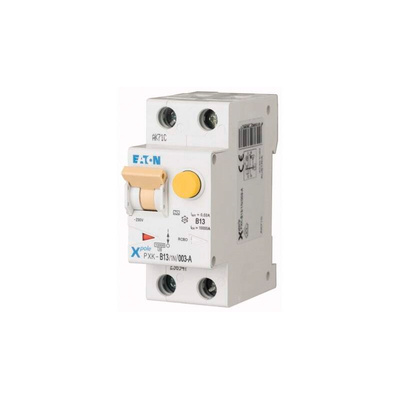 Eaton RCBO, 13A Current Rating, 1P+N Poles, 30mA Trip Sensitivity, Type C, PXK Range
