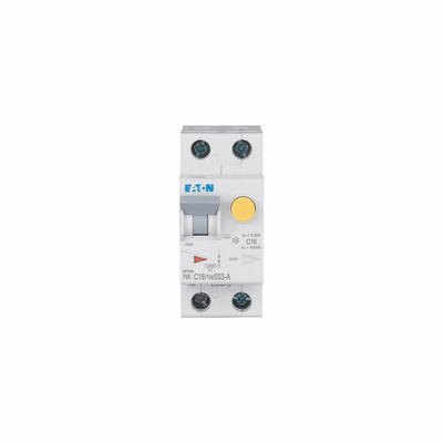 Eaton RCBO, 16A Current Rating, 1P+N Poles, 30mA Trip Sensitivity, Type C, PXK Range