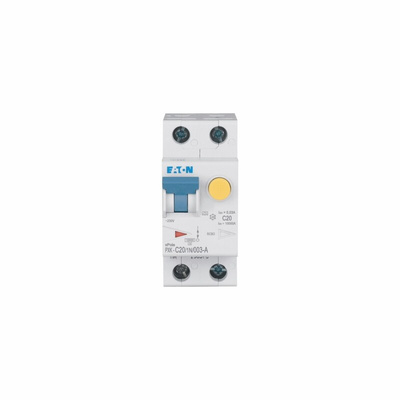 Eaton RCBO, 20A Current Rating, 1P+N Poles, 30mA Trip Sensitivity, Type C, PXK Range