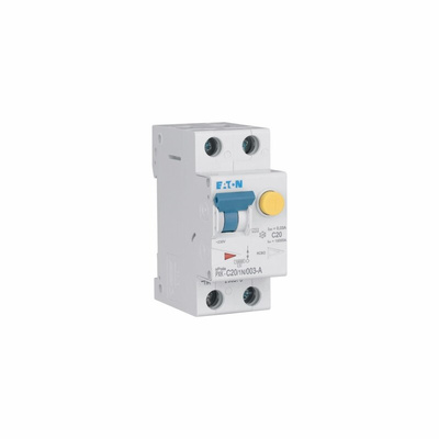 Eaton RCBO, 20A Current Rating, 1P+N Poles, 30mA Trip Sensitivity, Type C, PXK Range