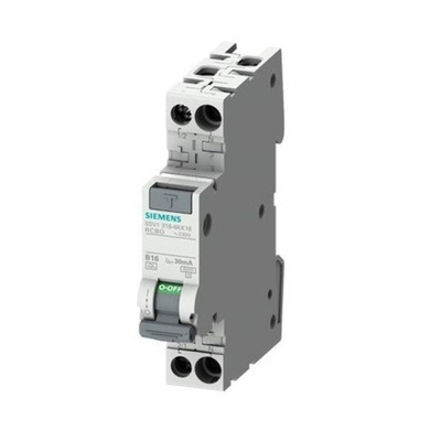 Siemens RCBO, 2A Current Rating, 2P Poles, 30mA Trip Sensitivity, Type C, SENTRON Range