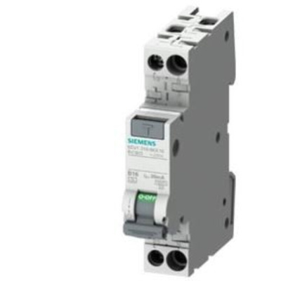 Siemens RCBO, 10A Current Rating, 2P Poles, 30mA Trip Sensitivity, Type C, SENTRON Range