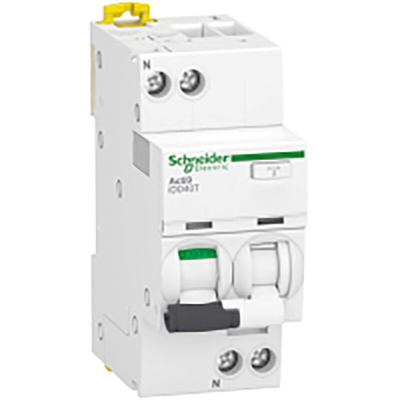 Schneider Electric RCBO, 16A Current Rating, 1P+N Poles, 300mA Trip Sensitivity, Type C, Acti9 Range