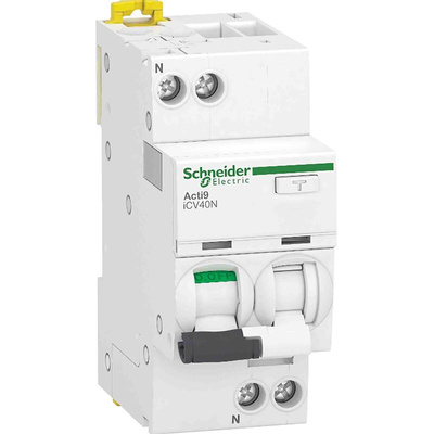 Schneider Electric RCBO, 32A Current Rating, 1P Poles, 30mA Trip Sensitivity, Type C, Acti9 Range