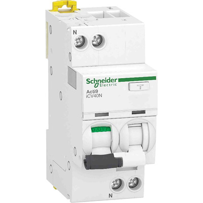 Schneider Electric RCBO, 6A Current Rating, 1P Poles, 30mA Trip Sensitivity, Acti9 Range