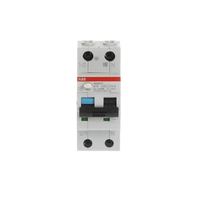 ABB RCBO, 16A Current Rating, 2P Poles, 100mA Trip Sensitivity, Type B, System Pro M Compact Range